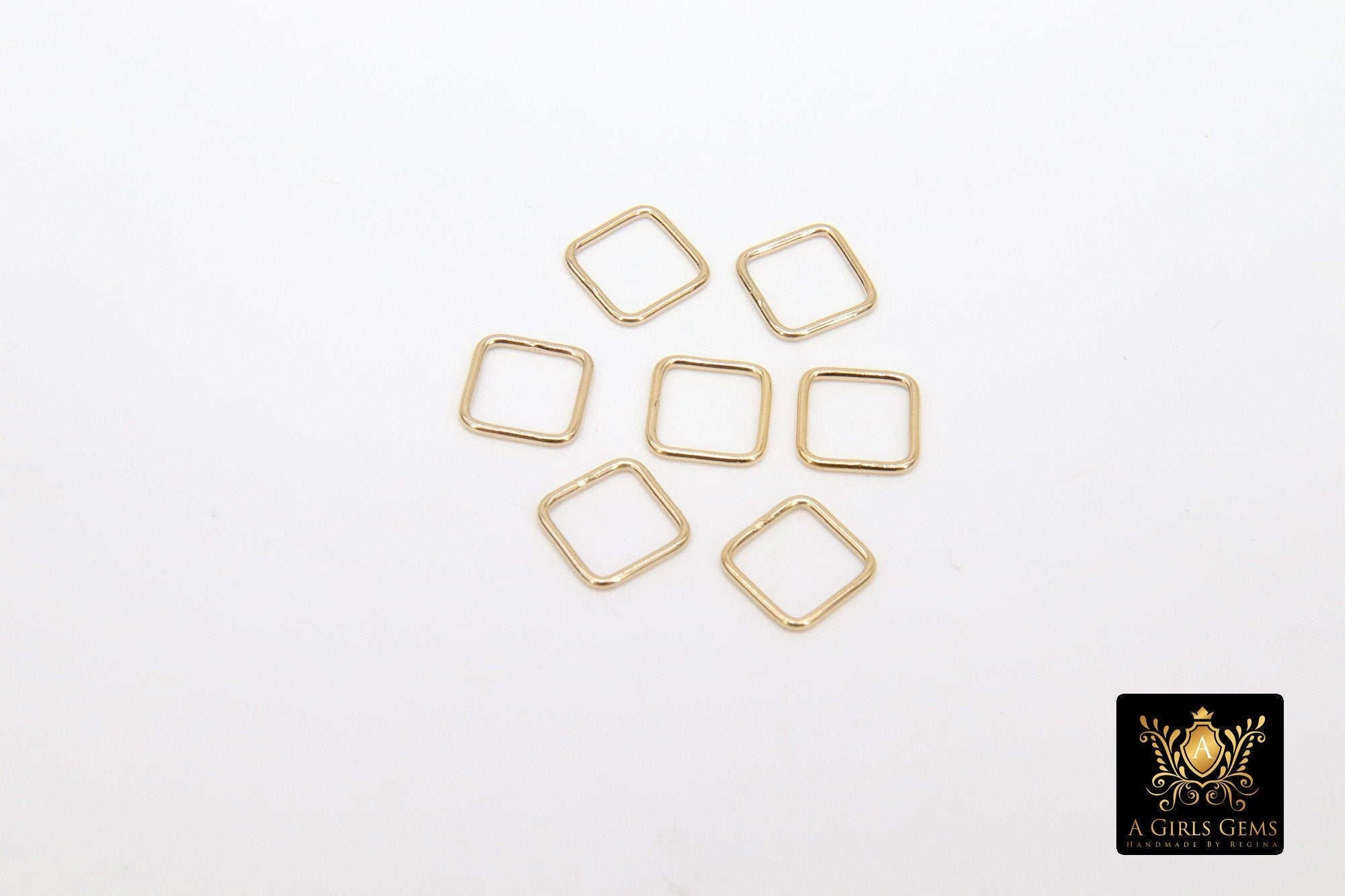 925 Sterling Silver Square Shape Charms, 8 mm Silver Diamond Shaped Soldered Links #3384, Soldered Closed Connector Charms