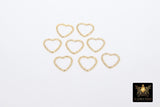14 K Gold Filled Textured Heart Charms, 10 mm 14 20 Gold Soldered Links #2199, Twist Closed Heart Rings