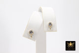 14 K Gold Filled Cubic Zirconia Earrings, CZ Stud Earring Post #2259, Findings with Open Loops