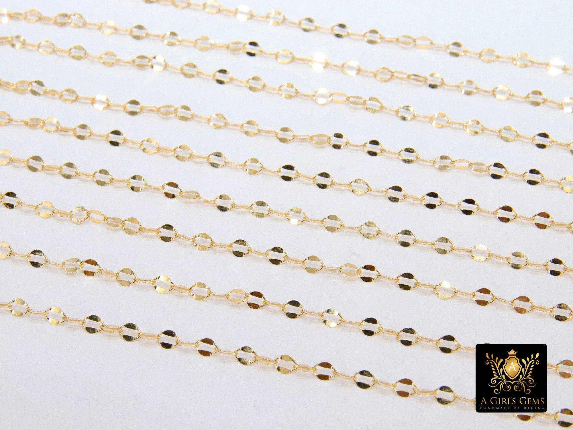 925 Sterling Silver Bar Jewelry Chains, 3 mm Sequin Bar CH #849, 14 K Gold Filled Unfinished CH #740