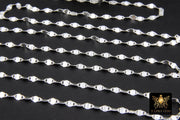 925 Sterling Silver Moroccan Chain, 4 mm Sequin Dapped Chains CH #804, Dainty Silver Beaded Flat Jewelry Chain