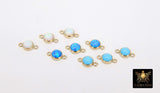 14 K Gold Filled Solitaire Connectors, 4 mm White Opal Links #2813, Pink CZ Style Genuine 14 20 Gold Blue Opal