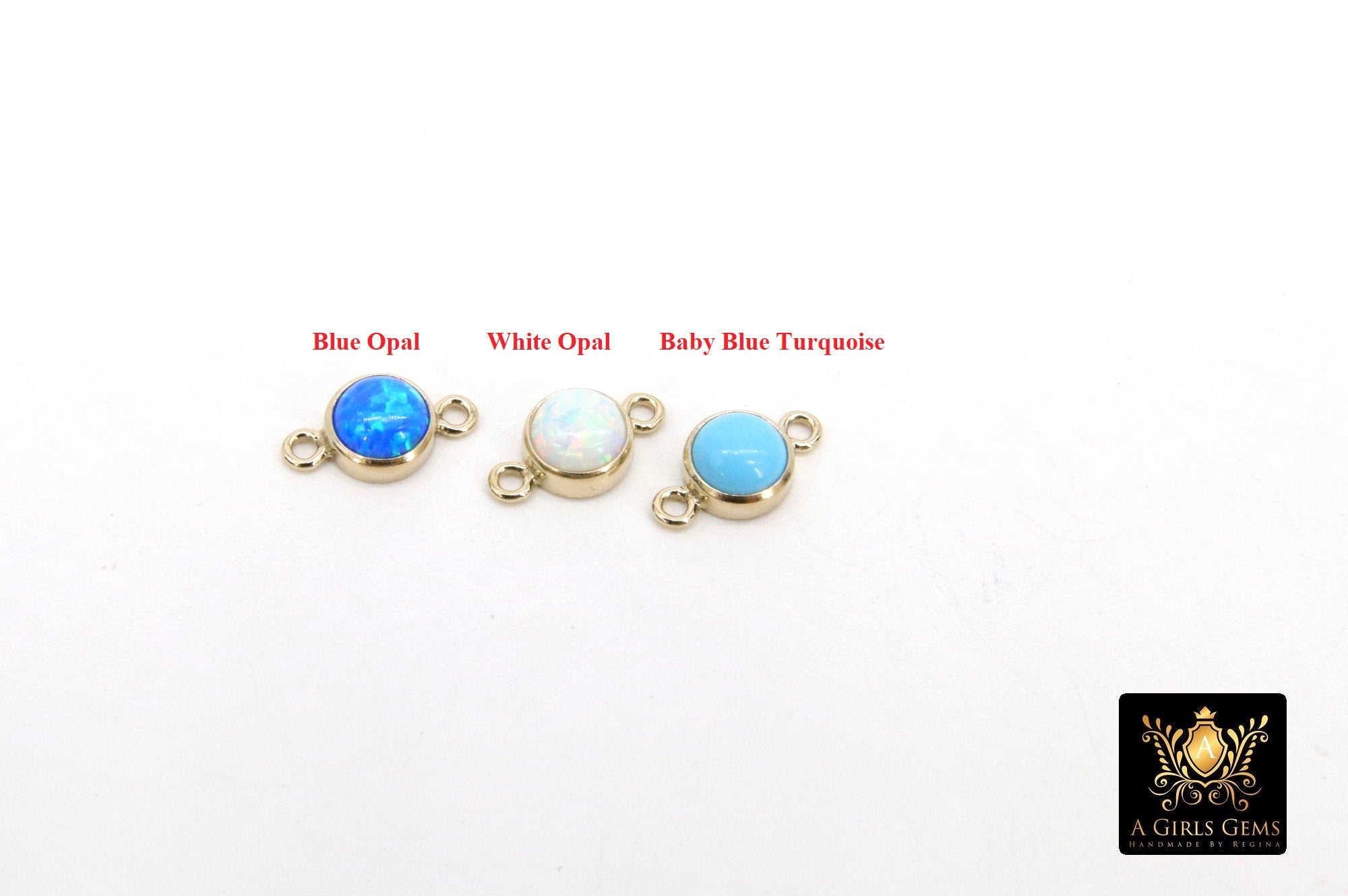 925 Sterling Silver Solitaire Connectors, 4 mm White Opal Links #2338, Pink CZ Style Silver Blue Opal
