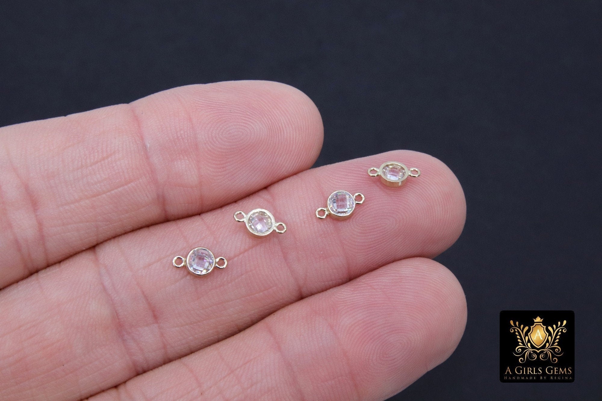 925 Sterling Silver Solitaire Connectors, 4 mm Flat Backs Cubic Zirconia Links #2802, Genuine Silver CZ Permanent Links