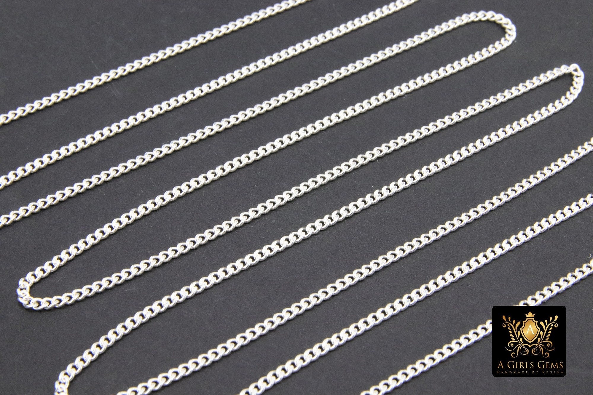 925 Sterling Silver Curb Chain, 2.7 mm 14 K Gold Filled Dainty Curb Chain CH #831, Unfinished Cable Jewelry Chain