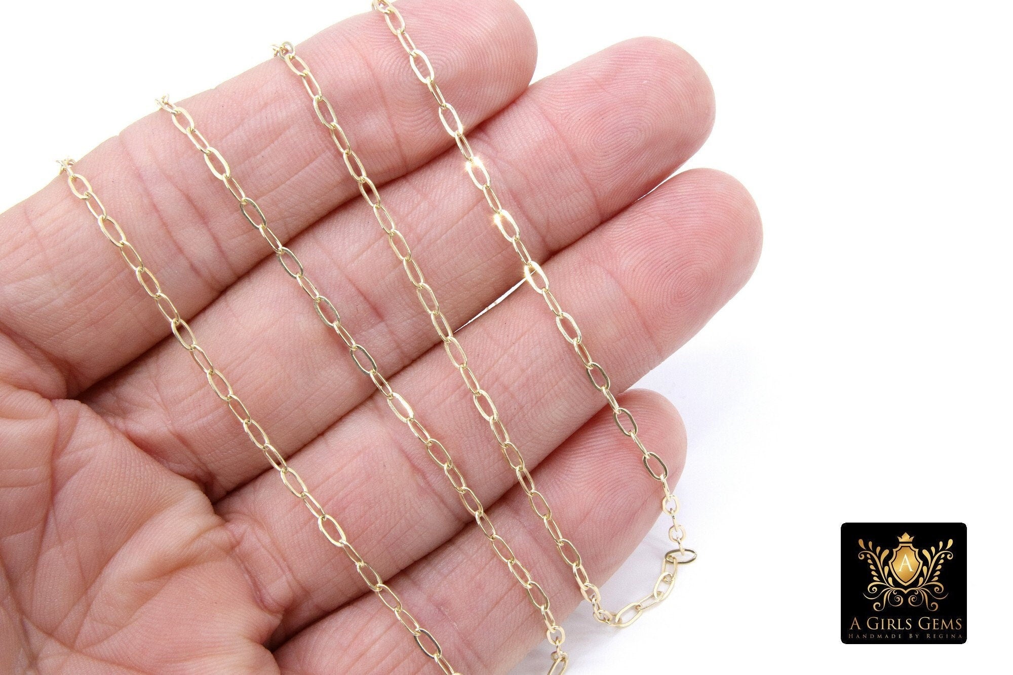 14 K Gold Fill Paper Clip Chain, 4.5 mm 925 Sterling Silver Unfinished CH #752, Soldered Flat Chain