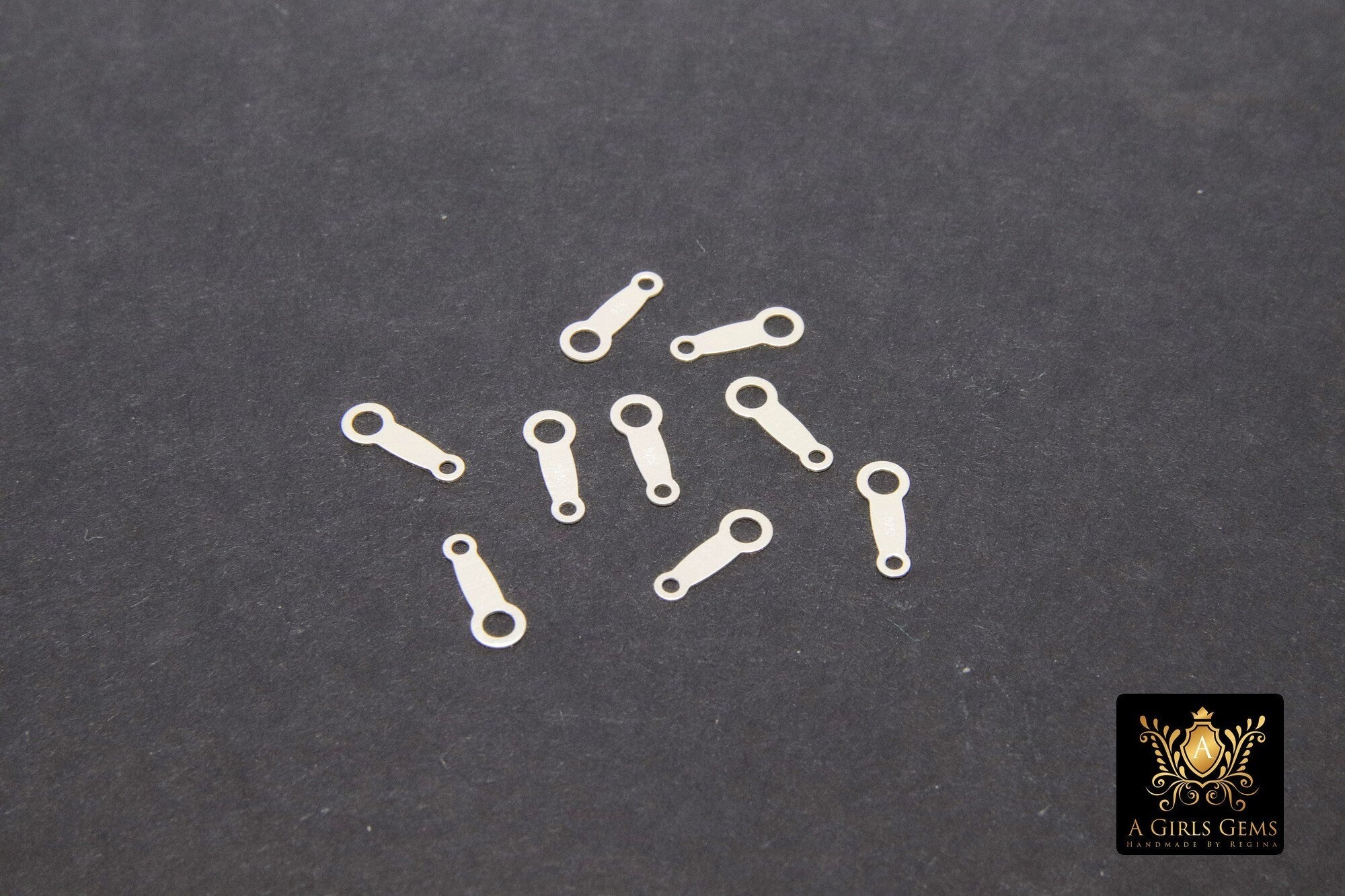 925 Sterling Silver Clasp Ends, 8 mm Quality Tags #2129, 925 Stamped Jewelry Chain Tag Ends