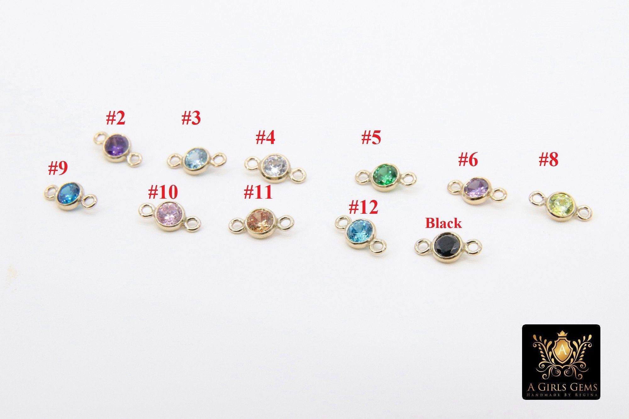 14K Gold Filled Birthstone Connectors, Top Quality CZ 3 mm Bezel Links #2888, Black Onyx CZ Permanent Jewelry Findings