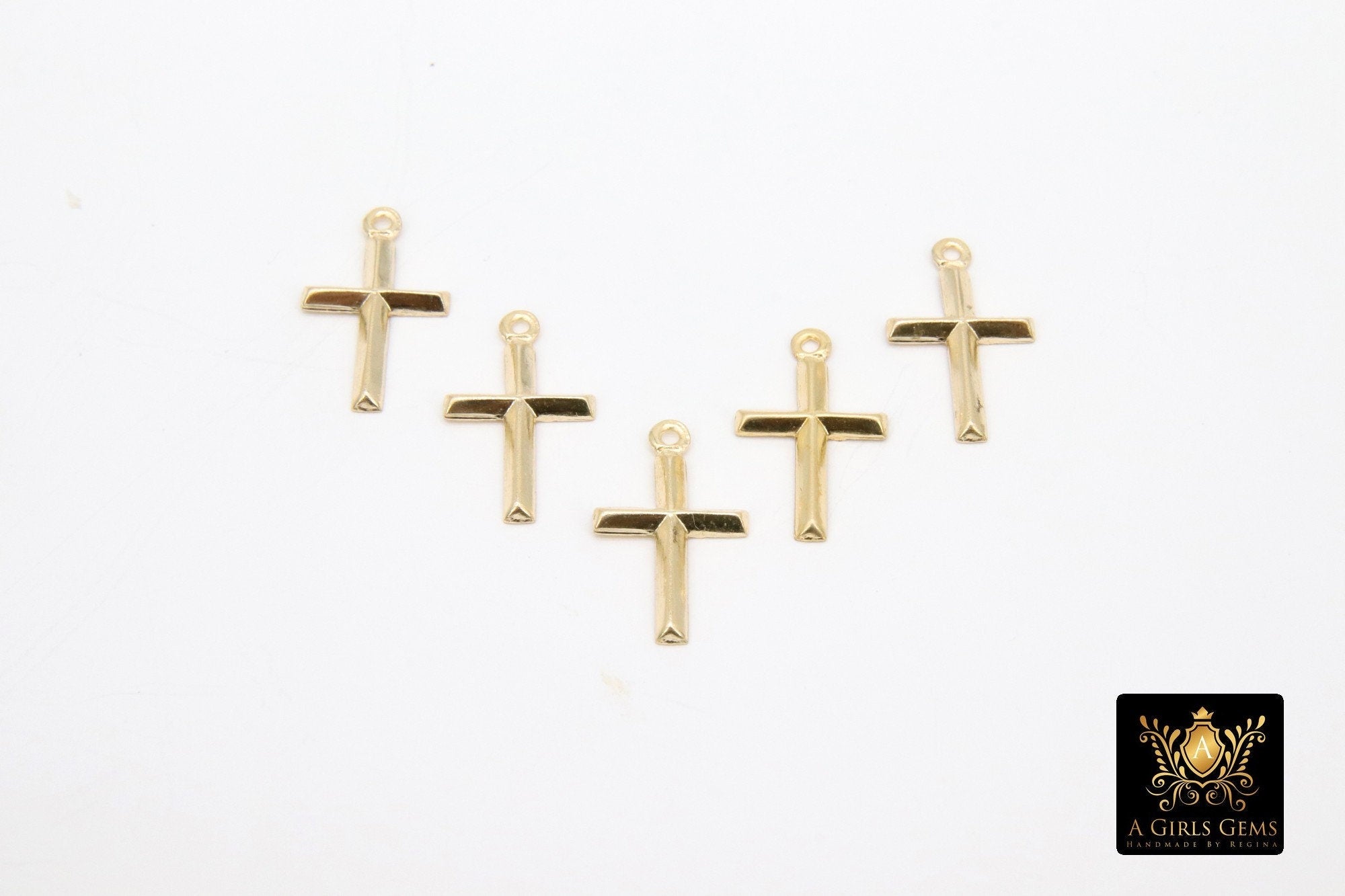 14 K Gold Filled Cross Charms, 925 Sterling Silver Tiny Crosses #830, 17 x 10 mm Minimalist Jewelry