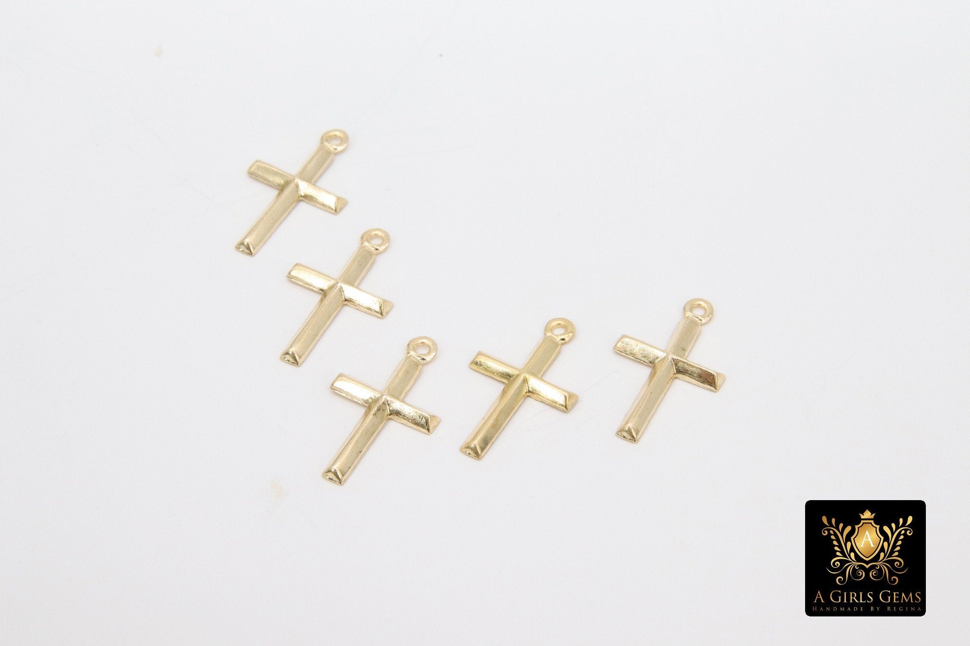 14 K Gold Filled Cross Charms, 925 Sterling Silver Tiny Crosses #830, 17 x 10 mm Minimalist Jewelry
