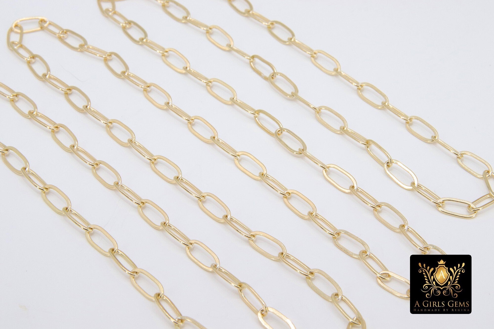 14 K Gold Filled Paperclip Chain, 8.5 mm Rectangle Drawn Chains #756, Unfinished USA 14 20 Gold