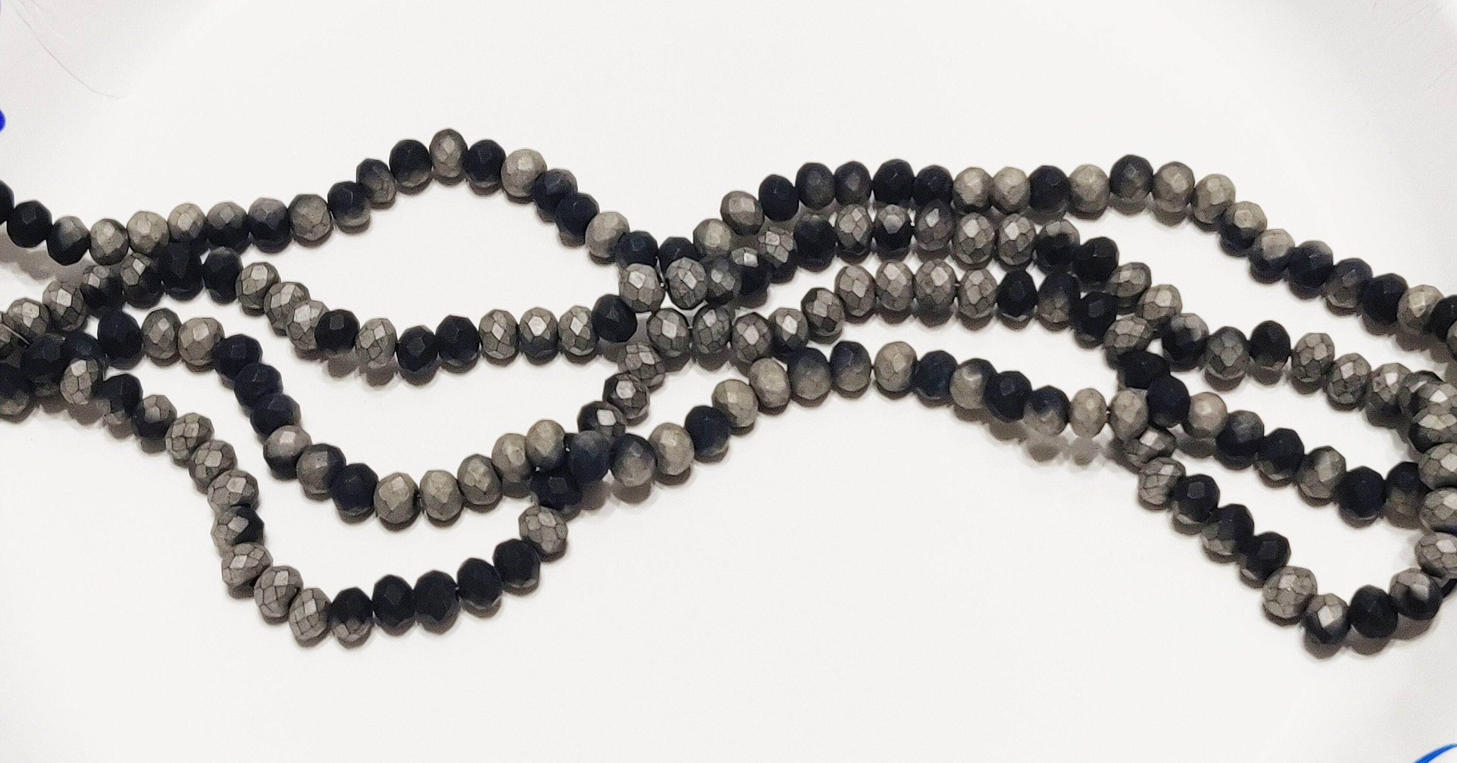 Matte Black Electroplated Crystal Beads, Faceted AB Smoky Gray Rondelle Glass Beads, BS 78