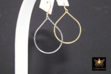 Silver Teardrop Hoop Ear Rings, 20 x 25 mm Silver Charms #737, Oval Gold Hoops High Quality Light Weight Wire Hoops Finding