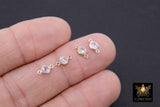 925 Sterling Silver Solitaire Connectors, 4 mm Flat Backs Cubic Zirconia Links #2802, Genuine Silver CZ Permanent Links