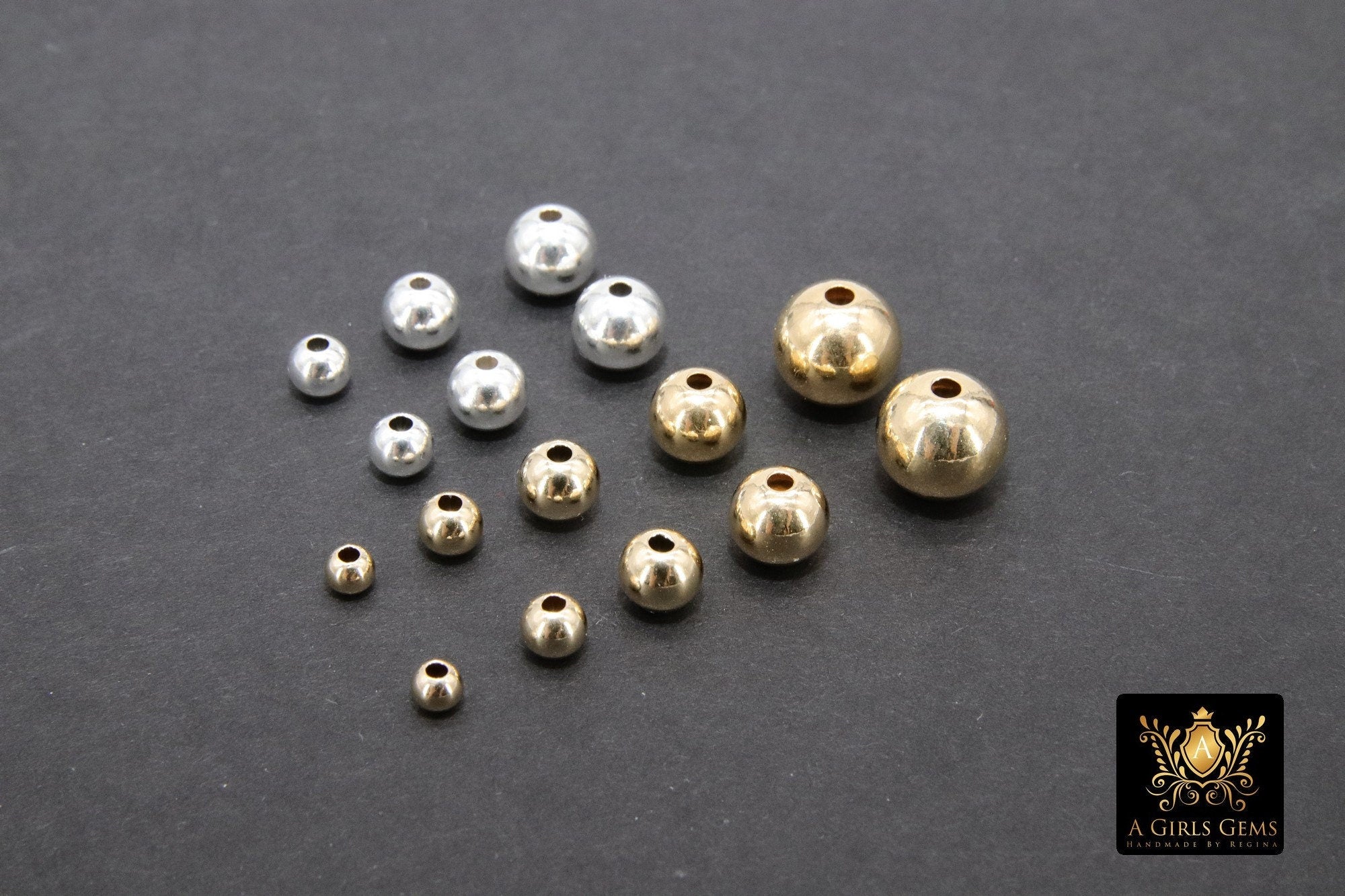 925 Sterling Silver Beads, Smooth Seamless Silver Round Beads #769, High Quality 2