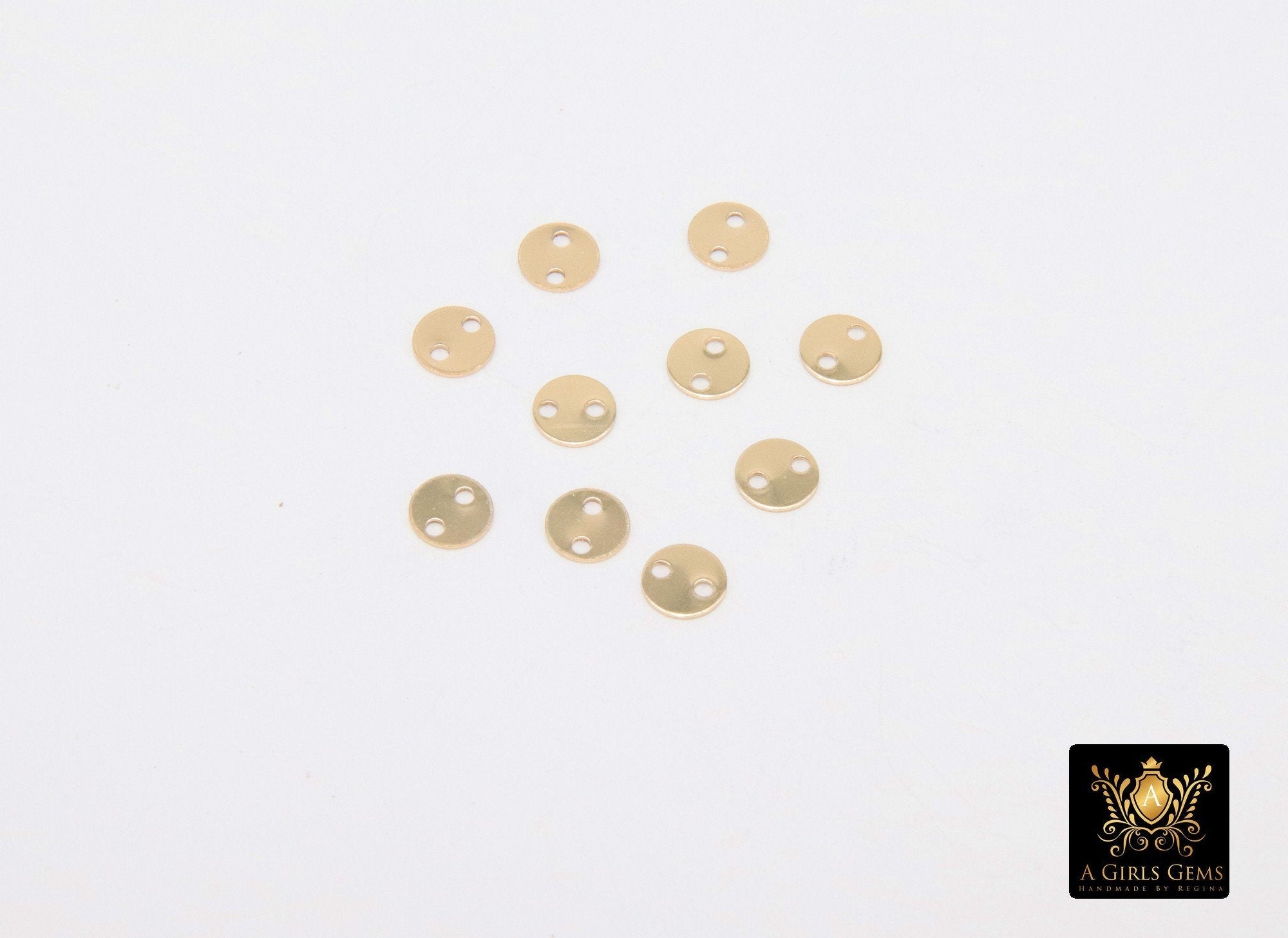14 K Gold Filled 4 mm Round Disc Connectors, 10 Pc Tiny Flat Gold Blanks #2245, Minimalist 14 20 Jewelry