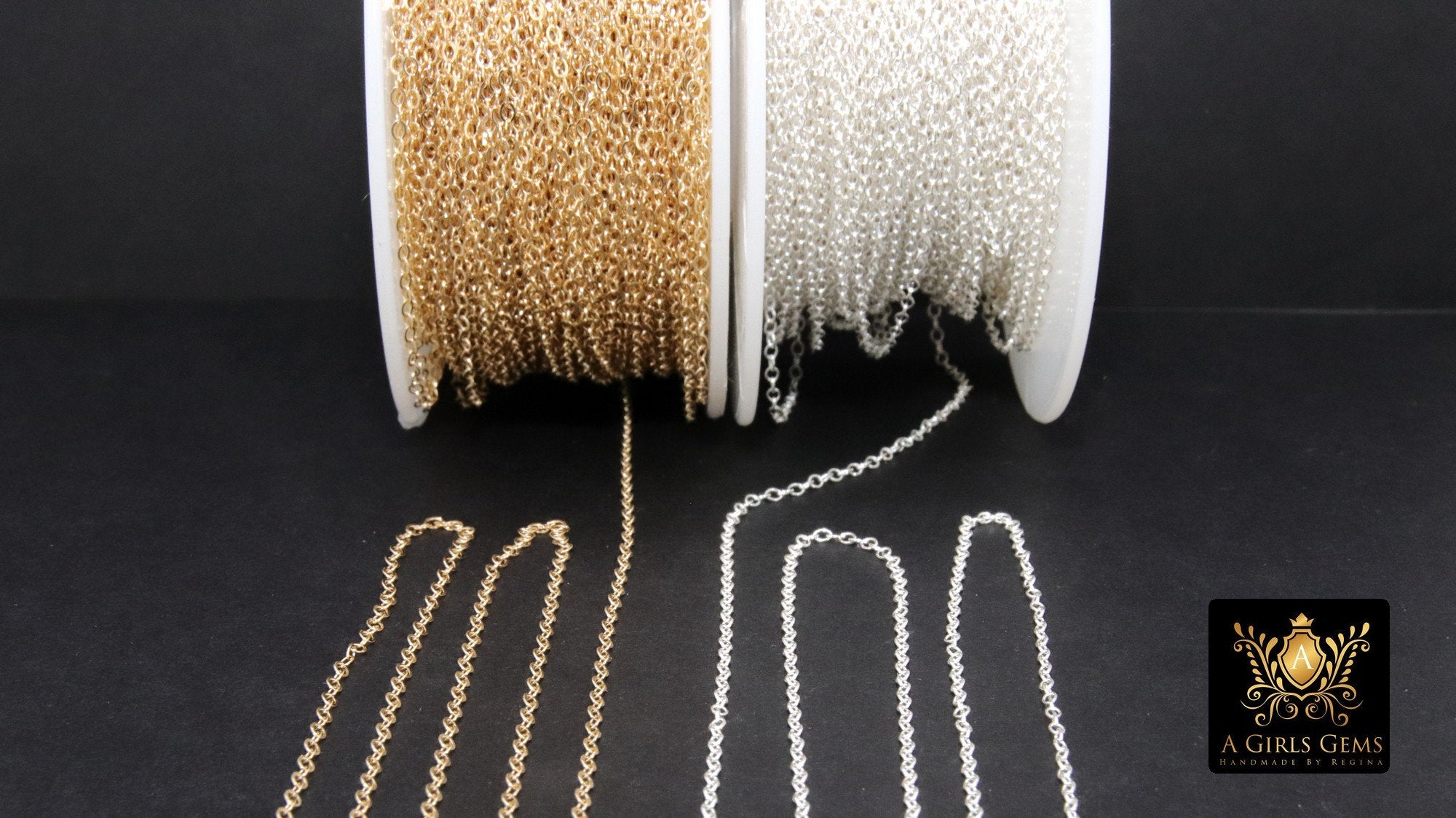 925 Sterling Sliver Dainty Cable Chains, 1.8 mm Genuine USA 14 K Gold Filled CH #835, Round Delicate Chain CH #727