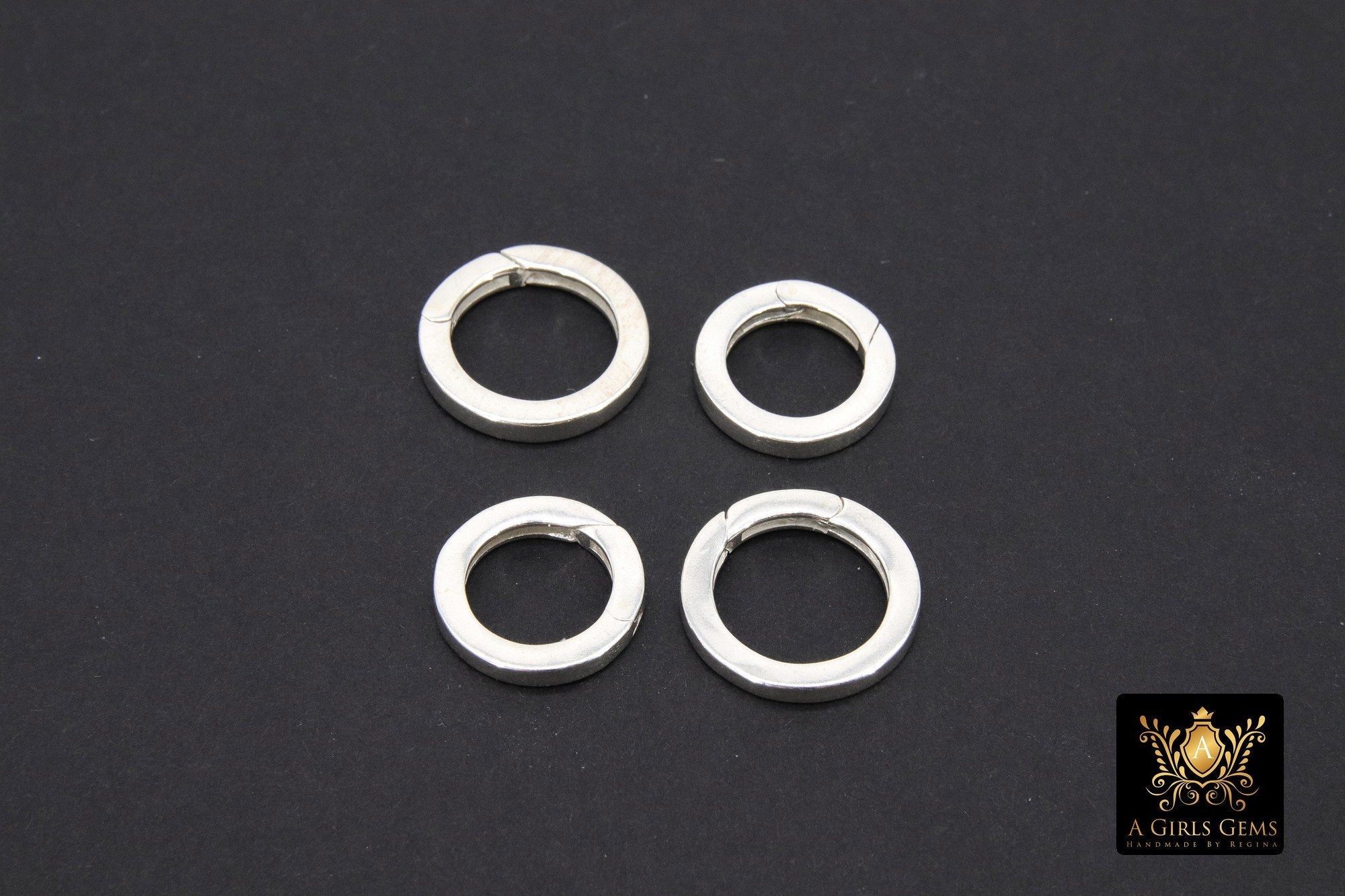 925 Sterling Silver Round Push Clasp, 14 mm 16 mm Silver Round Shaped #2281, 2 Size Clip Connectors