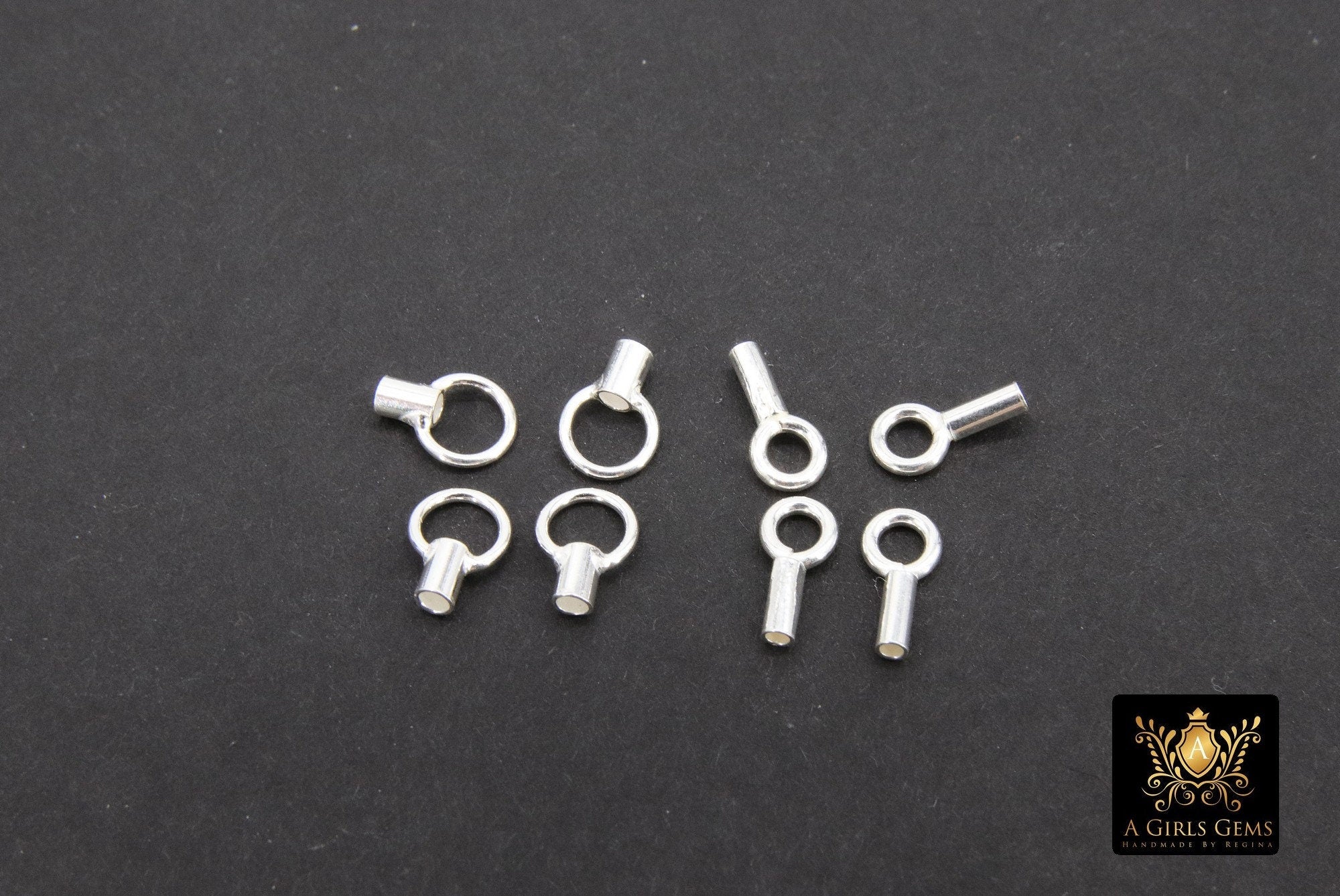 925 Sterling Silver Crimp End Caps, Dainty Chain Necklace Crimps #2291, 4 or 5 mm Ring and 1.2 or 1.5 mm ID Hole