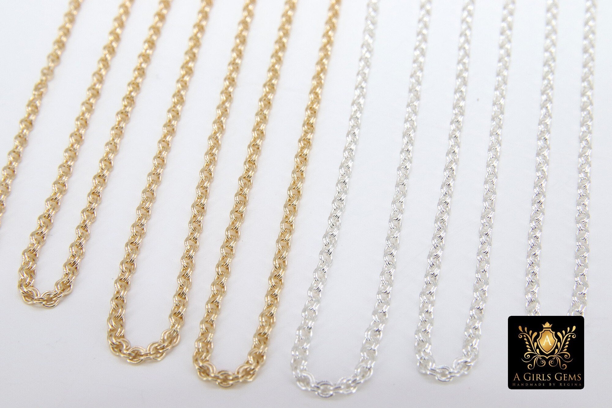 14 K Gold Filled Double Rolo Chains, 2 mm 925 Sterling Silver CH #766, 1.6 mm Thick Unfinished CH #865