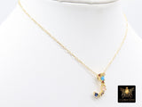 Rainbow Initial Necklace, 14 K Gold Filled Alphabet Necklace, Long Short Gold Choker
