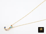 Rainbow Initial Necklace, 14 K Gold Filled Alphabet Necklace, Long Short Gold Choker