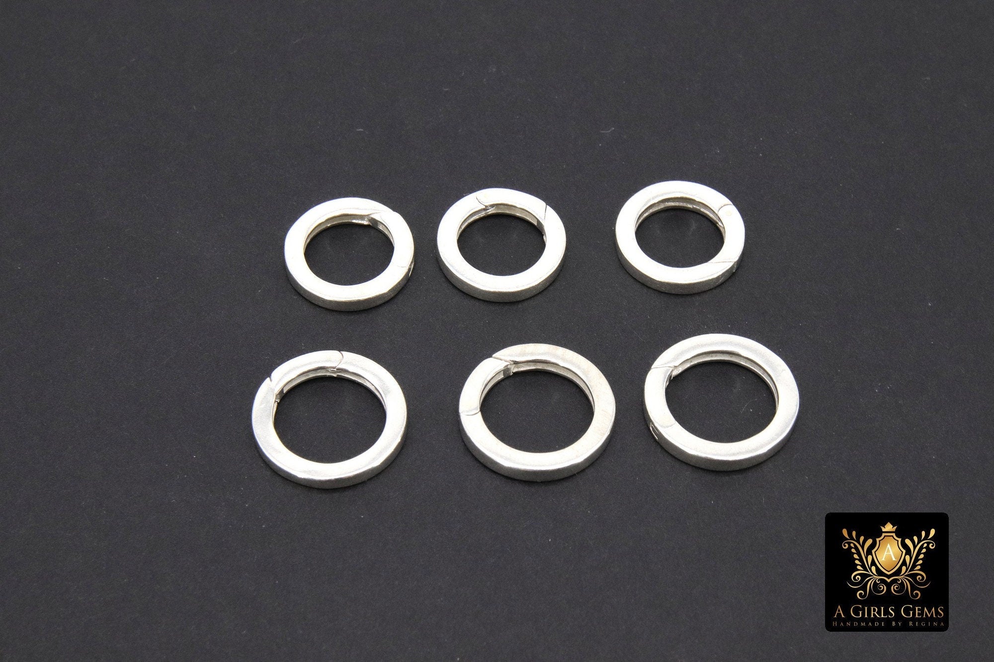 925 Sterling Silver Round Push Clasp, 14 mm 16 mm Silver Round Shaped #2281, 2 Size Clip Connectors