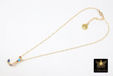 Rainbow Initial Necklace, 14 K Gold Filled Alphabet Necklace, Long Short Gold Choker