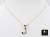 Rainbow Initial Necklace, 14 K Gold Filled Alphabet Necklace, Long Short Gold Choker