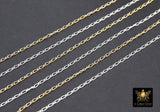 925 Sterling Silver Figaro Chains, 14 K Gold Filled 1.6 mm Unfinished 1/1 Figaro CH #848, By The Foot