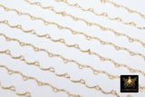 14 K Gold Filled Bar Jewelry Chains, U Bars and Rolo CH #723, Wavy Unfinished Chain