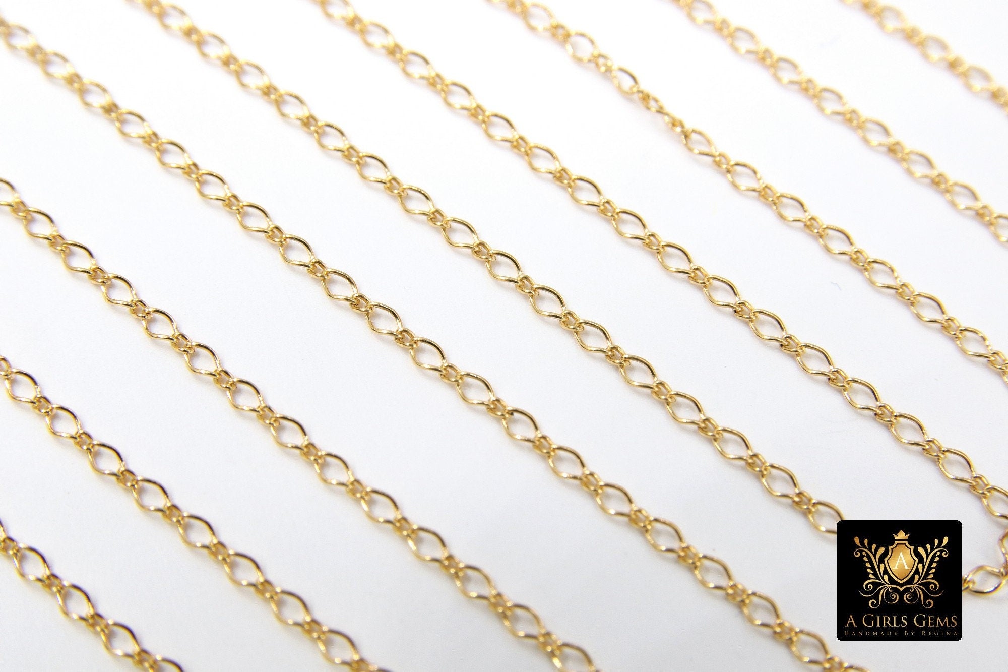 14 K Gold Filled Figure 8 Chains, 3.3 mm Rolo Oval Cable CH #769, Unfinished Dainty Long Short Chain