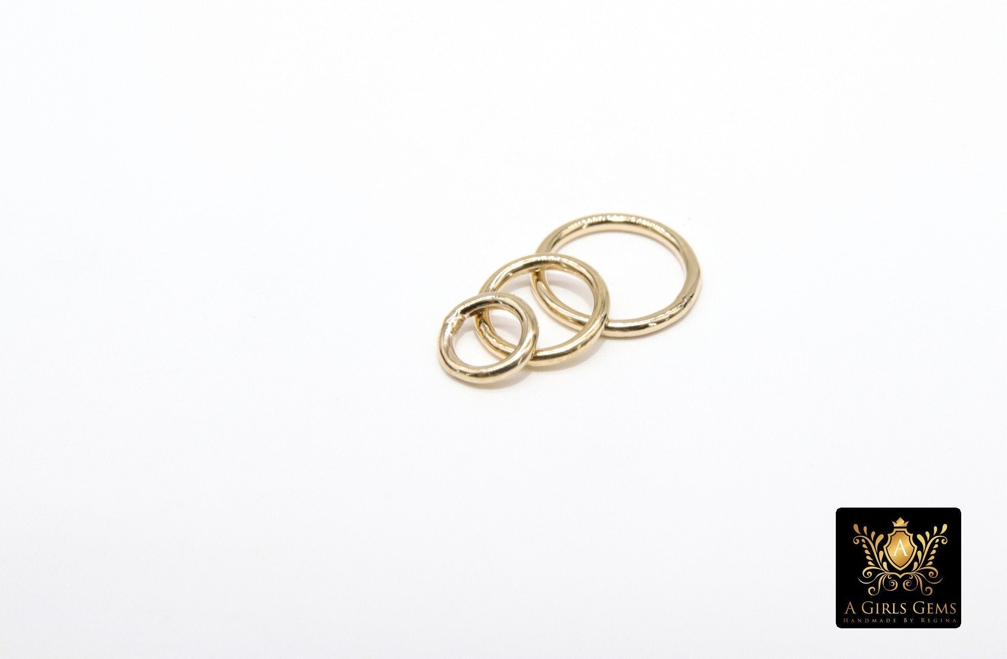 14 K Gold Filled Closed Soldered Rings, 925 Sterling Silver Interlocking Charms #2401, Round Shaped 6 mm 8 mm 10 mm