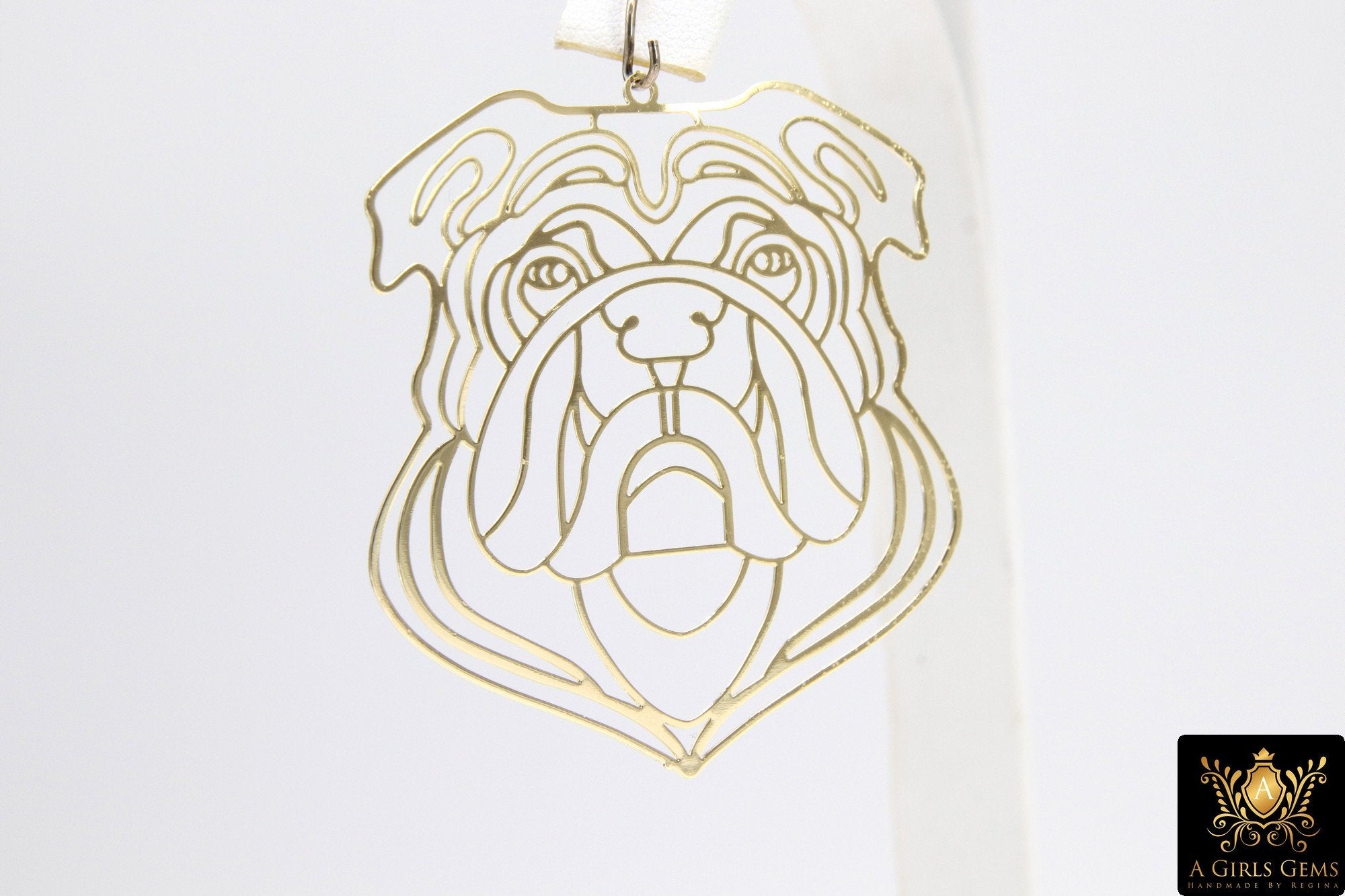 Bulldog Charm, Gold Georgia Bulldogs AG #3229, Animal Head Charms