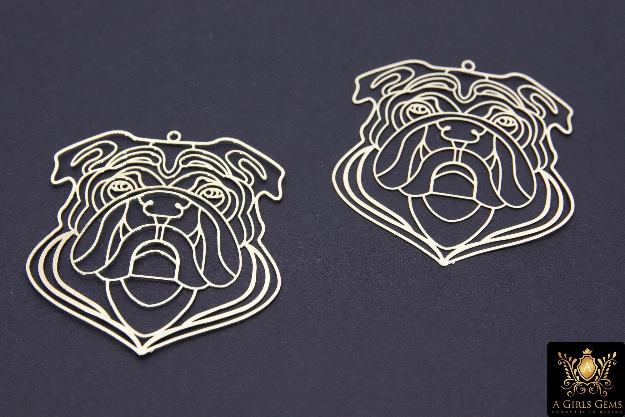 Bulldog Charm, Gold Georgia Bulldogs AG #3229, Animal Head Charms
