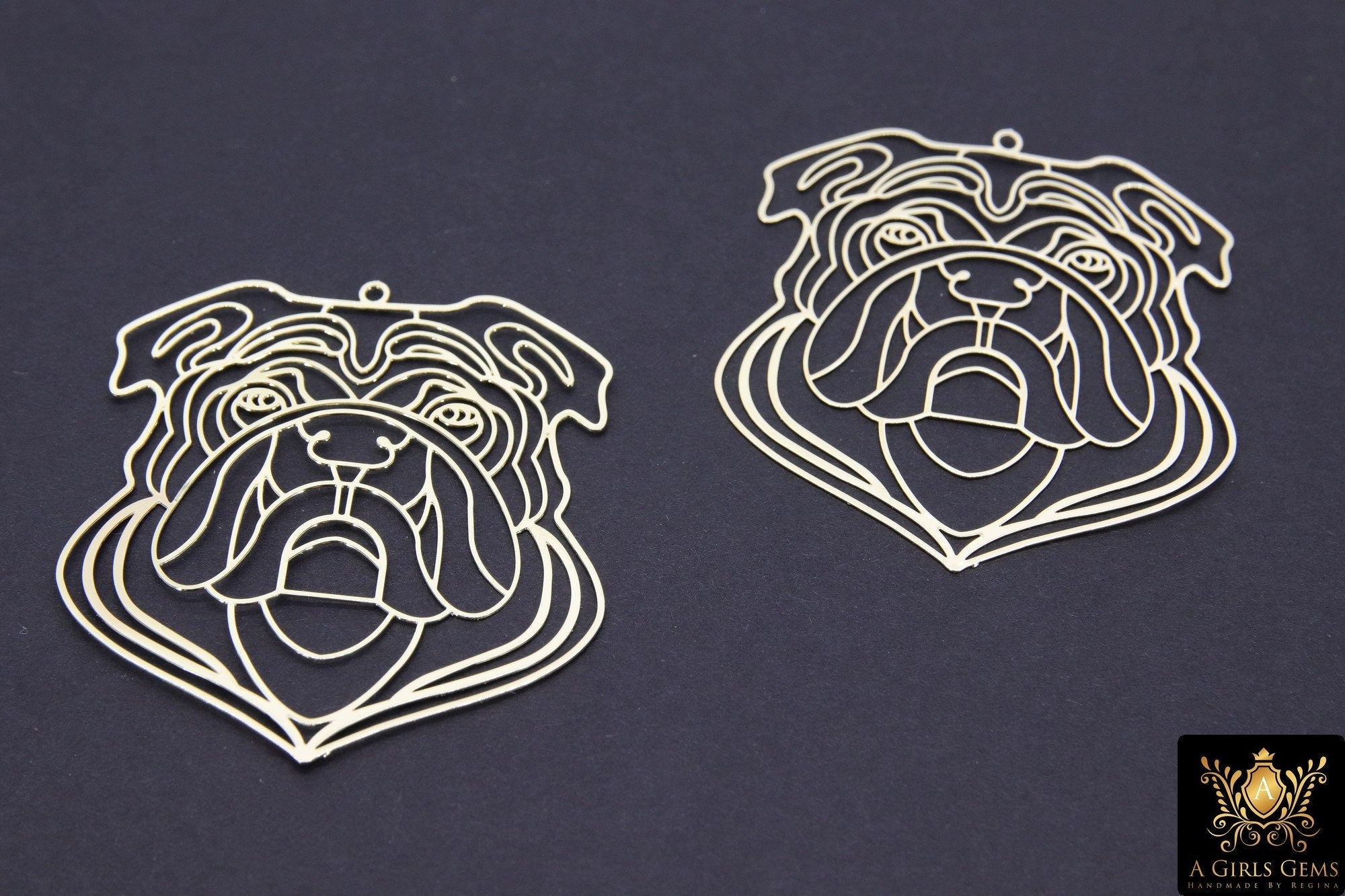 Bulldog Charm, Gold Georgia Bulldogs AG #3229, Animal Head Charms