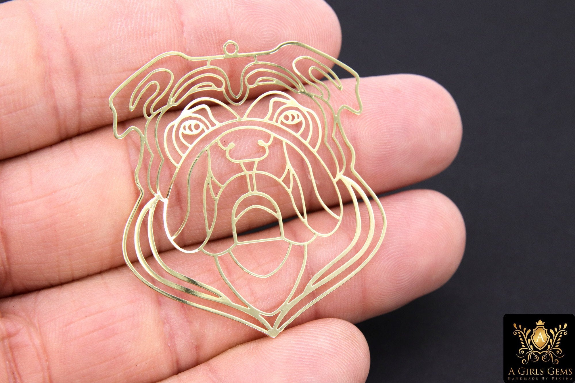 Bulldog Charm, Gold Georgia Bulldogs AG #3229, Animal Head Charms