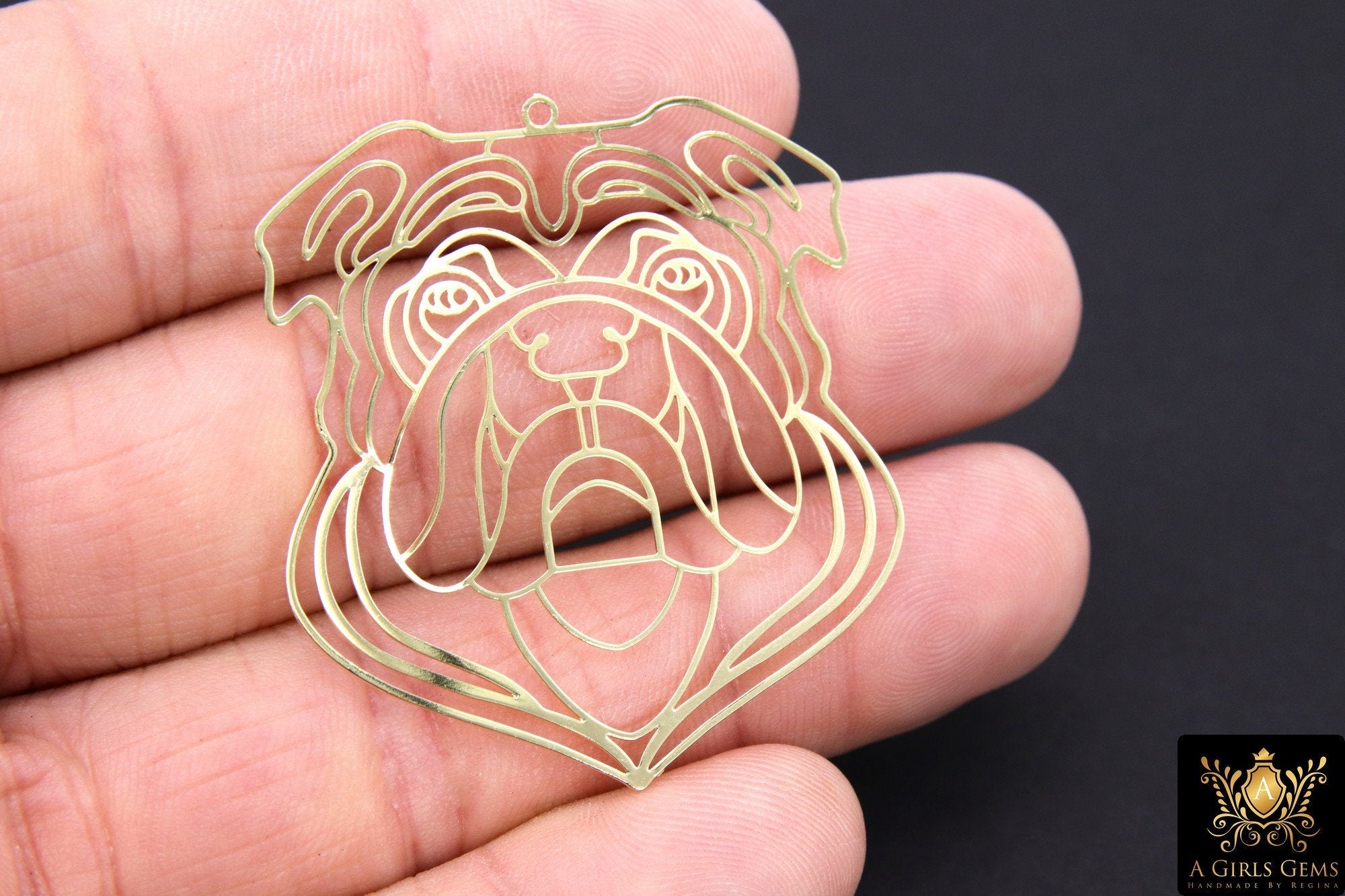 Bulldog Charm, Gold Georgia Bulldogs AG #3229, Animal Head Charms