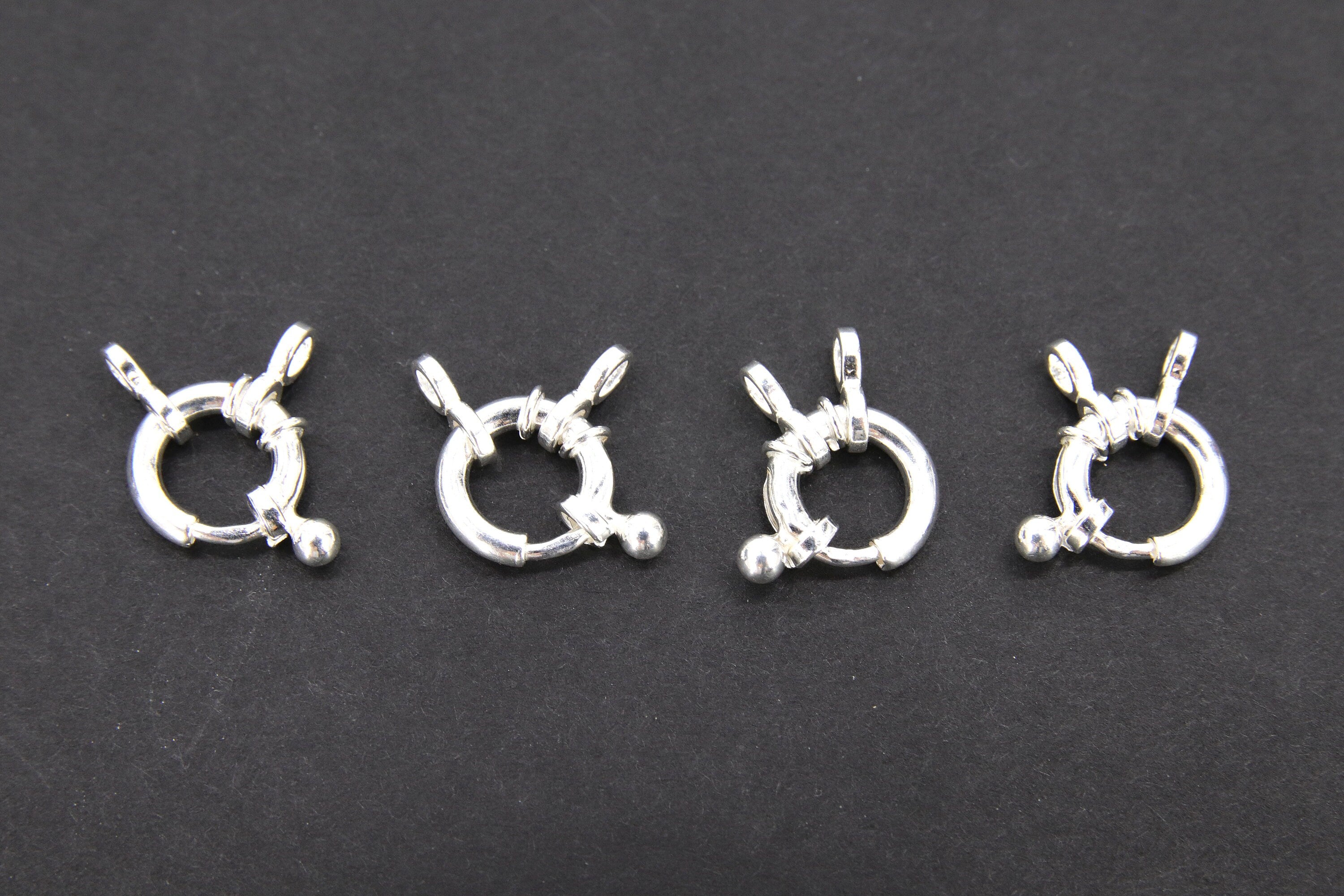 925 Sterling Silver Spring Ring Clasps, 10.8 mm Large Bolt Clasp #640, 2 Strand Necklace Clasps
