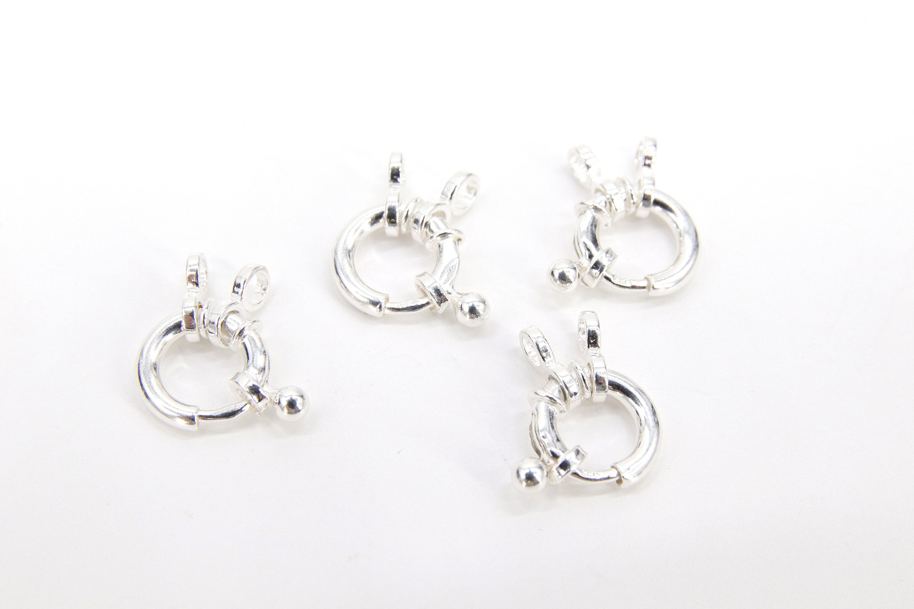 925 Sterling Silver Spring Ring Clasps, 10.8 mm Large Bolt Clasp #640, 2 Strand Necklace Clasps