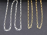 925 Sterling Silver Paperclip Jewelry Chains, 4.8 mm 14 K Gold Filled CH #805, Drawn Flat Rolo