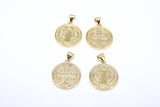 St. Benito Charms, 17 mm Gold Cross St. Benedict Charm #502, Round Medallion Medals Charms