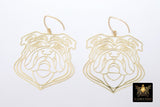 Gold Bulldog Head Earrings, 14 K Gold Filled V Hook Ear Wires AG #2166, Dangle Georgia Gameday Jewelry