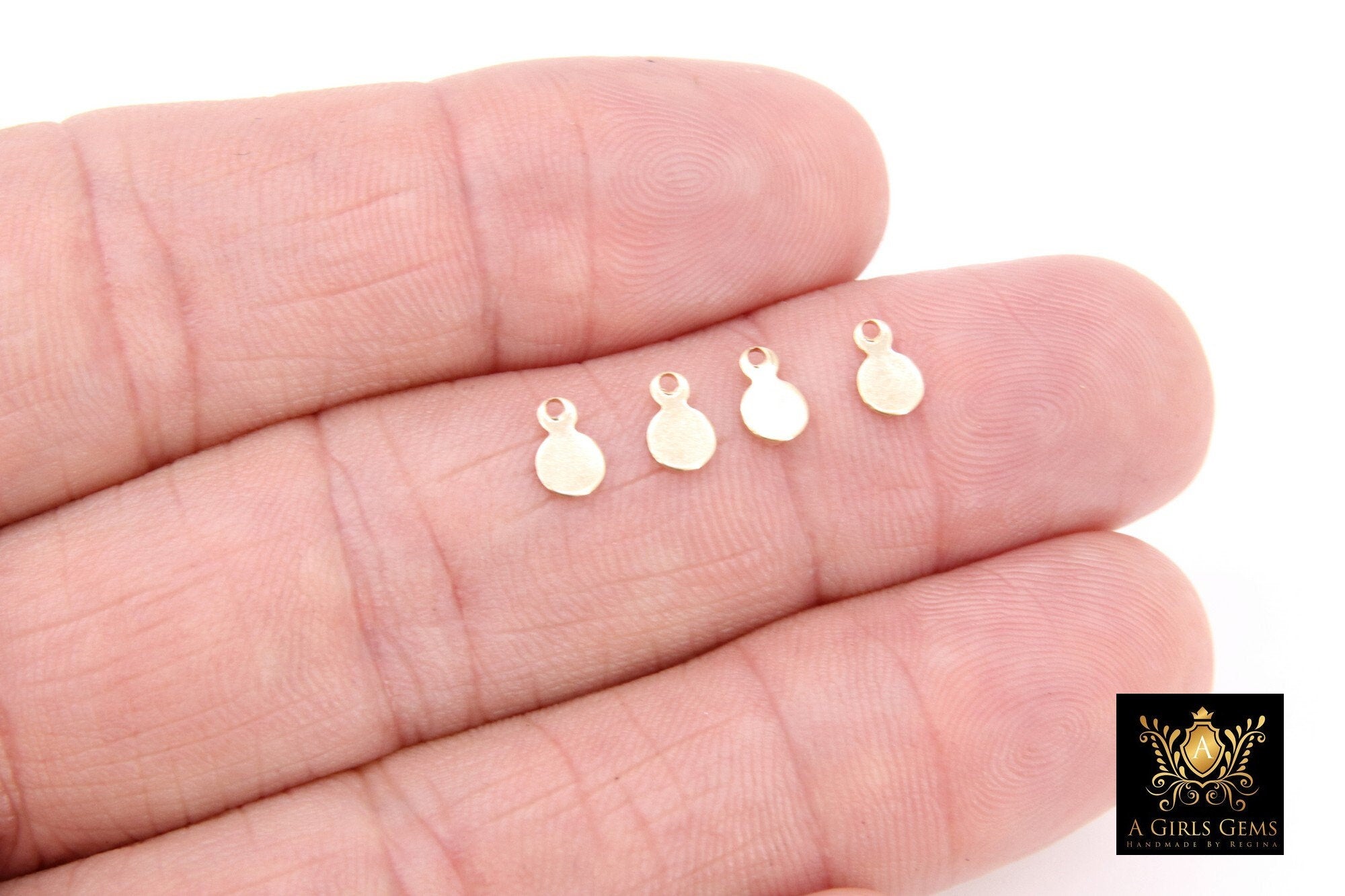 14 K Gold Filled Round Disc Charms, 4 mm Tiny Flat Gold Blanks #21, Minimalist 14 20 Jewelry