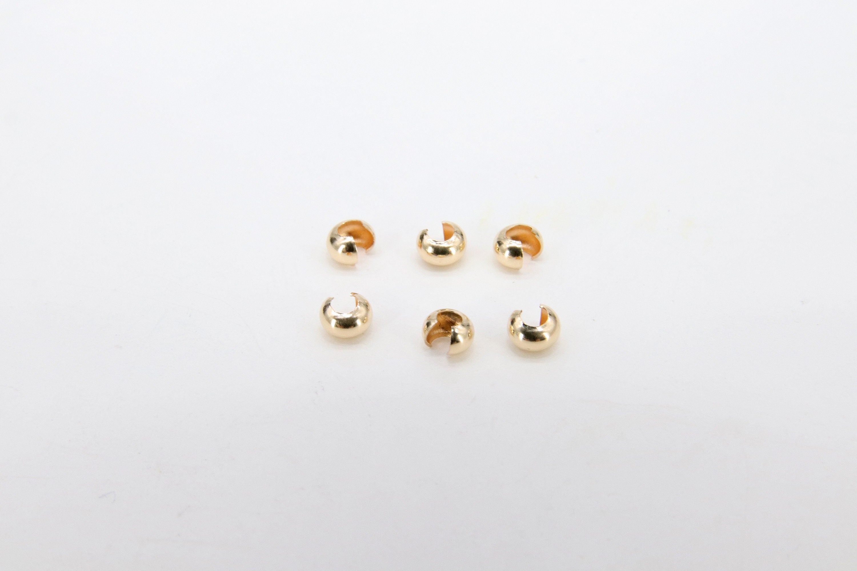 14 K Gold Crimp Cover, Gold 2.5 mm, 3.0mm or 4.0 mm Half Open Bead AG#2209