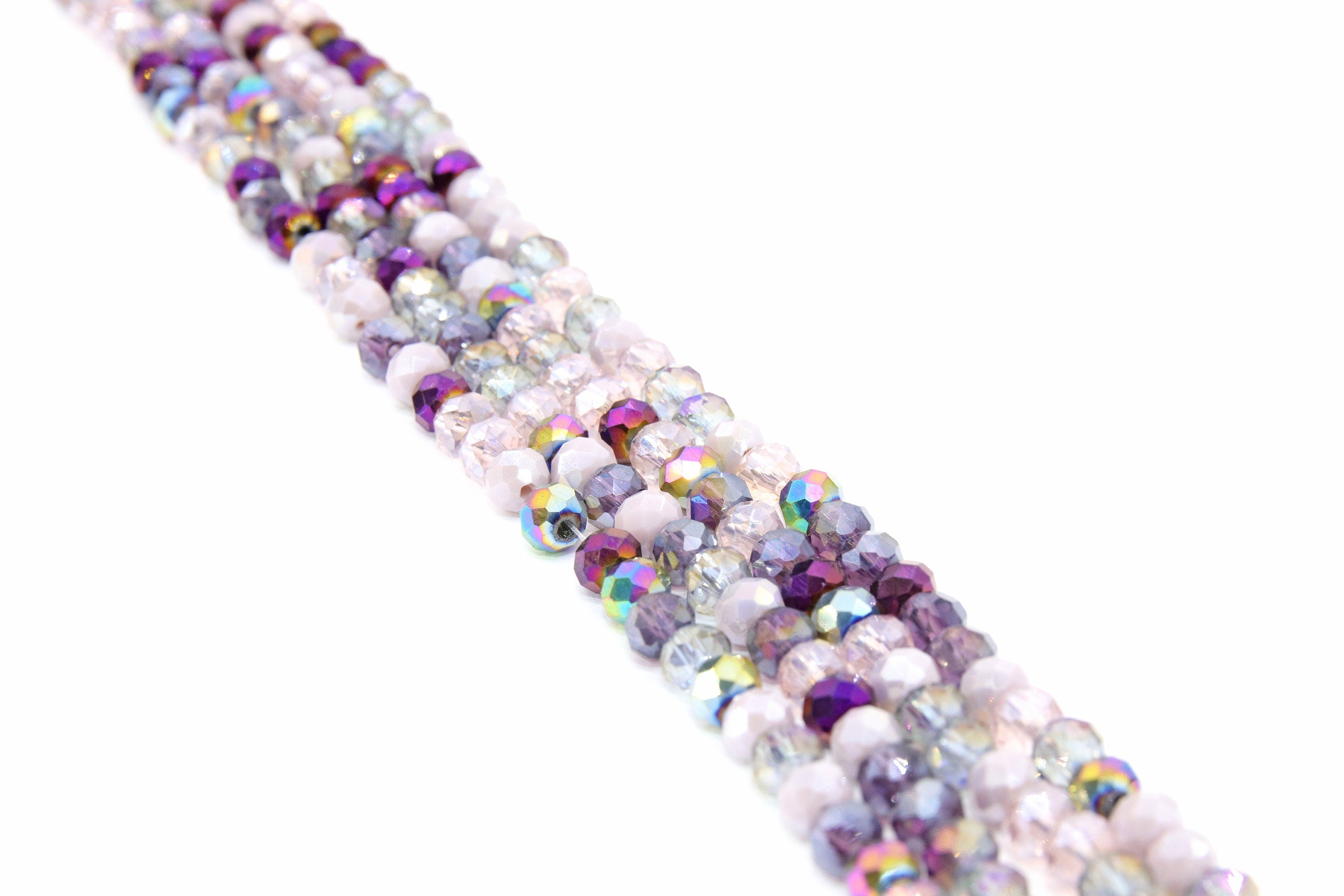 Multi Color Purple Crystal Beads, Lavender White Faceted AB Rondelle Beads BS #259, sizes 5 x 6 mm