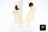 Gold Tiger Body Earrings, Gold Teardrop Studs AG #2408, Dangle LSU Gameday Jewelry