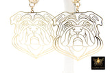 Gold Bulldog Earring, Round Wavy Stud Gold Georgia Bulldogs AG #2405, Animal Head Charms