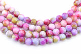 Pink Multi Color Jade Beads, 8 mm Smooth Mixed Pink BS #257, Purple Yellow White Beads