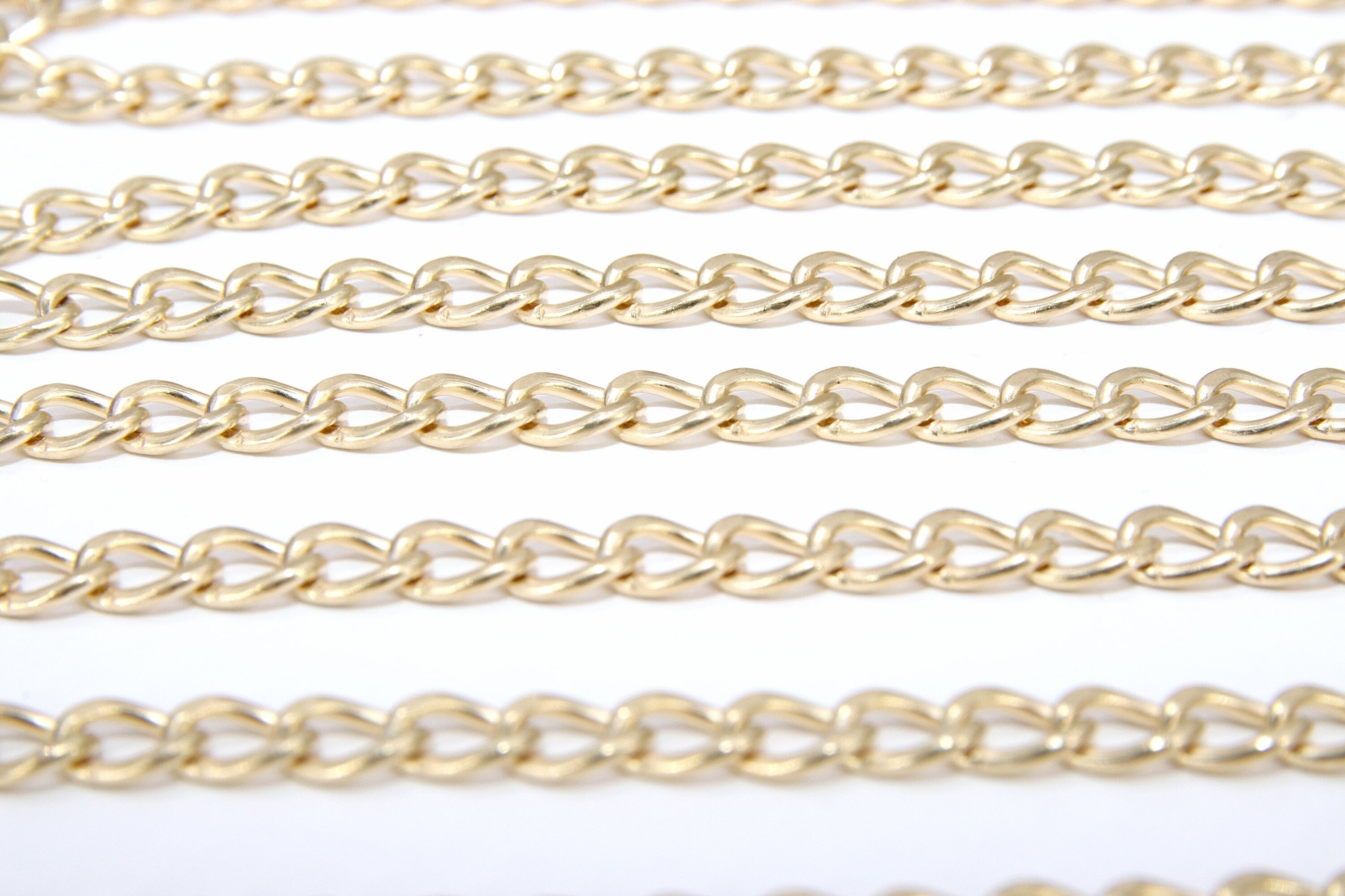 14 K Gold Filled Cuban Curb, 8.5 mm USA Genuine Gold Filled Chain CH #747, Large Unfinished Curb Gold Chain